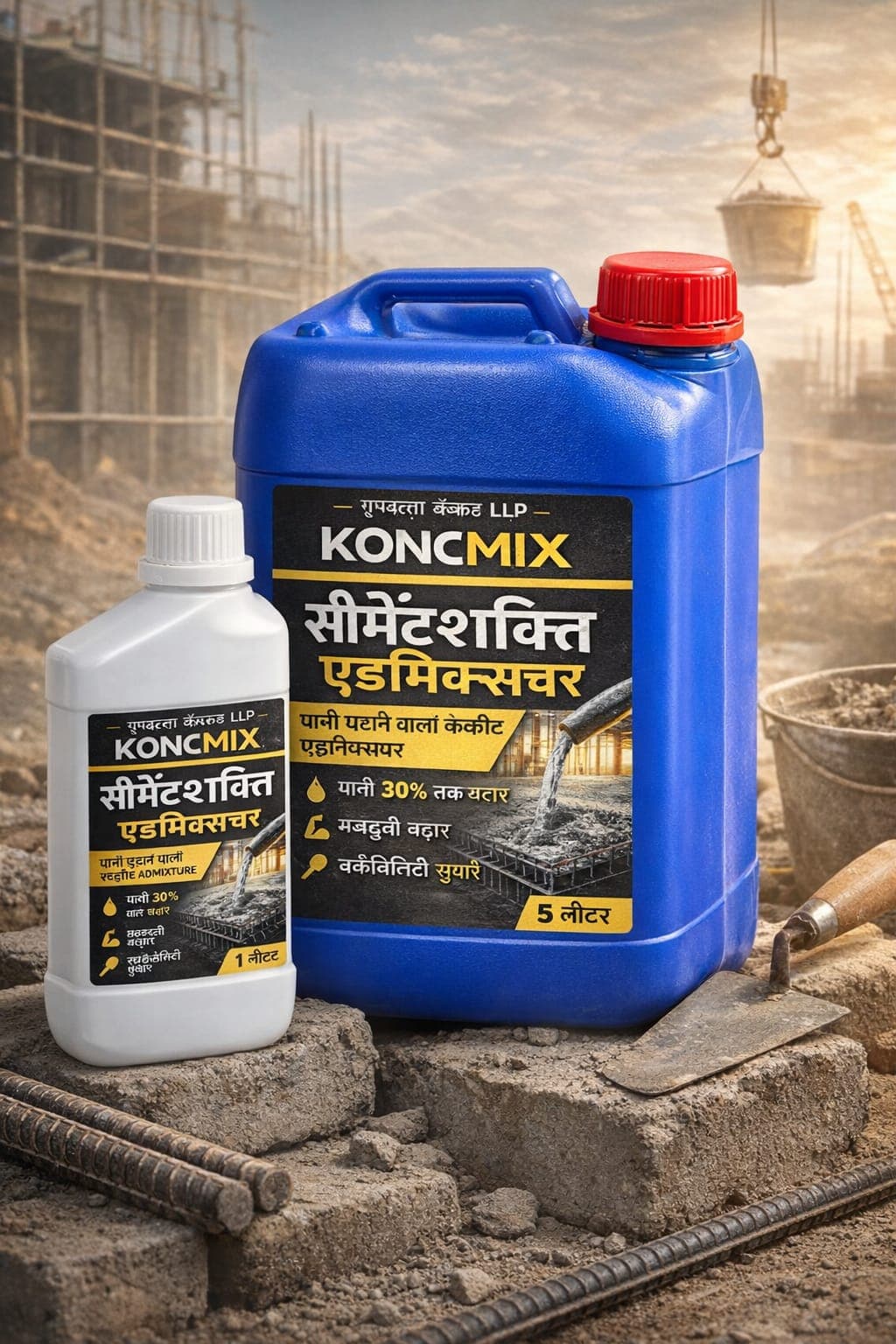 Koncmix Cement Shakti Admixture — 1L and 5L packs